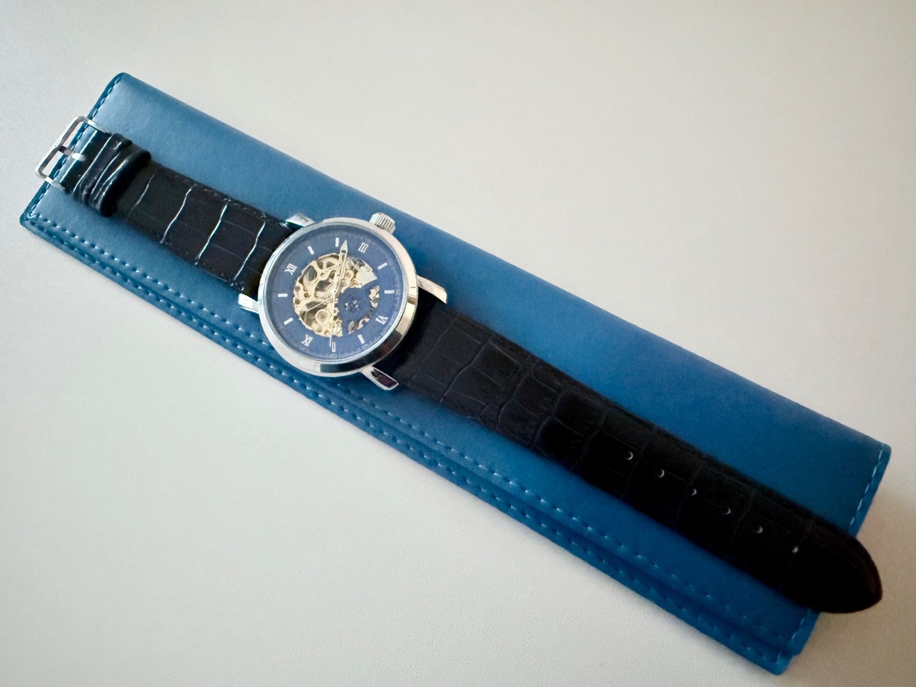 Orologi: ORKINA Automatic Skeleton 44mm - Blue dial - Dark blue strap – Nuovo (secondo la descrizione) da Le Mont-sur-Lausanne venduto da LycaGallery 8