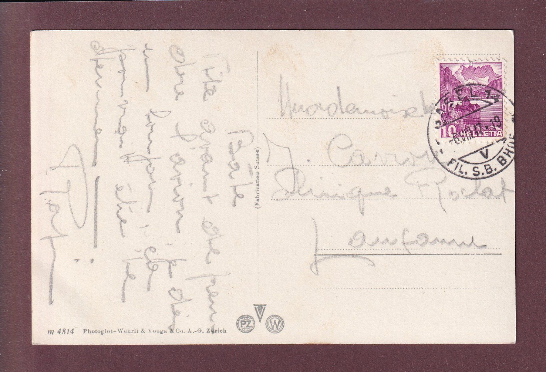 Ansichtskarten: BASEL - Rheinbrücke - 1937 – Gebraucht aus Pully von nicecards 1
