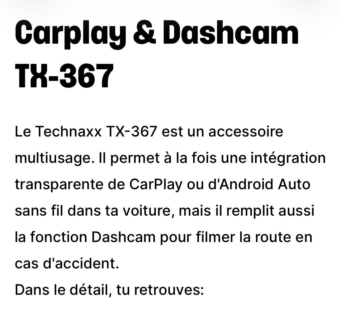Accessori per altri veicoli: Technaxx Ecran 10 pouces CarPlay Dashcam TX-367 – Nuovo (secondo la descrizione) da Genève venduto da CapsGeneva 5