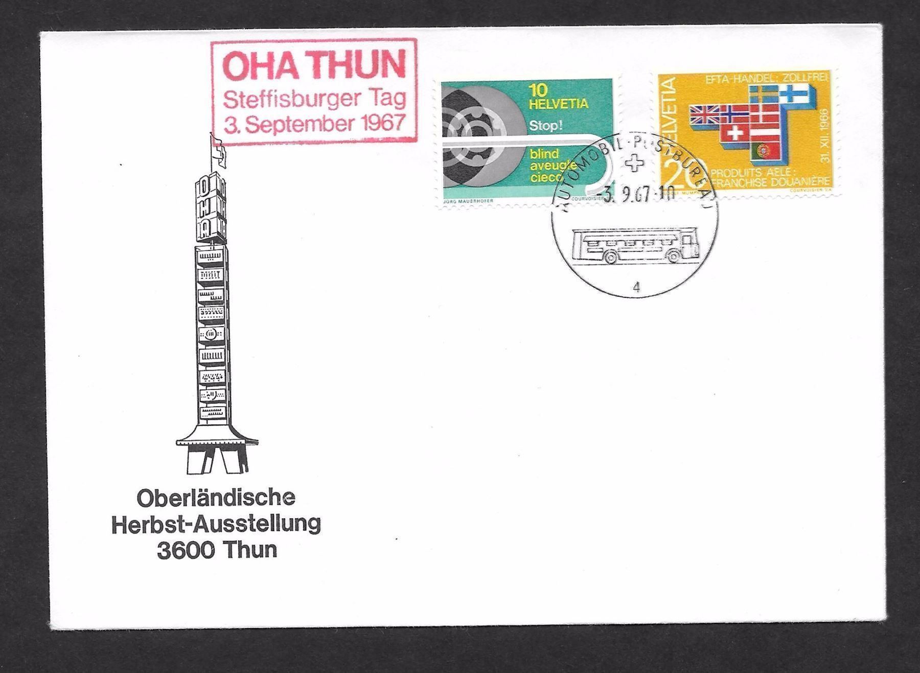 Tutti i francobolli: Sonderbrief A. 1072 Steffisburger Tag OHA Thun 3.9.1967 – Nuovo (secondo la descrizione) da Olten venduto da clotaldi