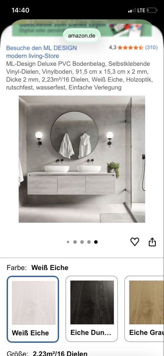 Rivestimenti per pavimenti: ML-Design PVC Bodenbelag, selbstklebend, Weiss Eiche! – Nuovo e nell'imballaggio originale da Widnau venduto da flottifetze 6