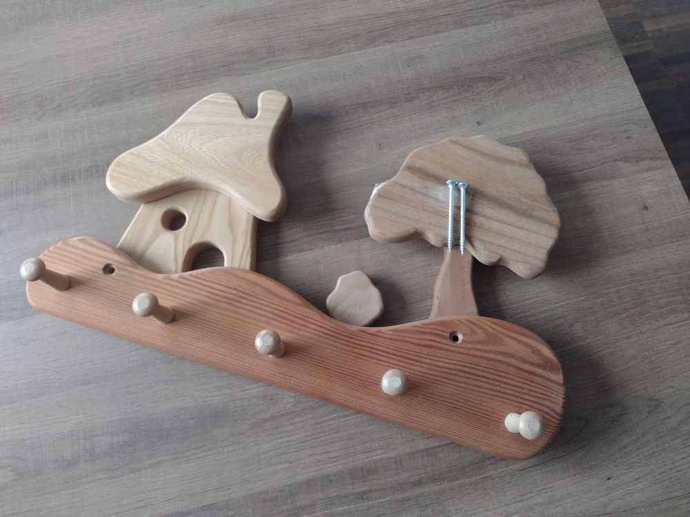 Anaan Kindergarderobe Aus Holz - 5 Haken Vogel Design 50cm