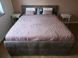 Box Spring Bed 180 × 200 cm – Grey/Taupe – Mattress included