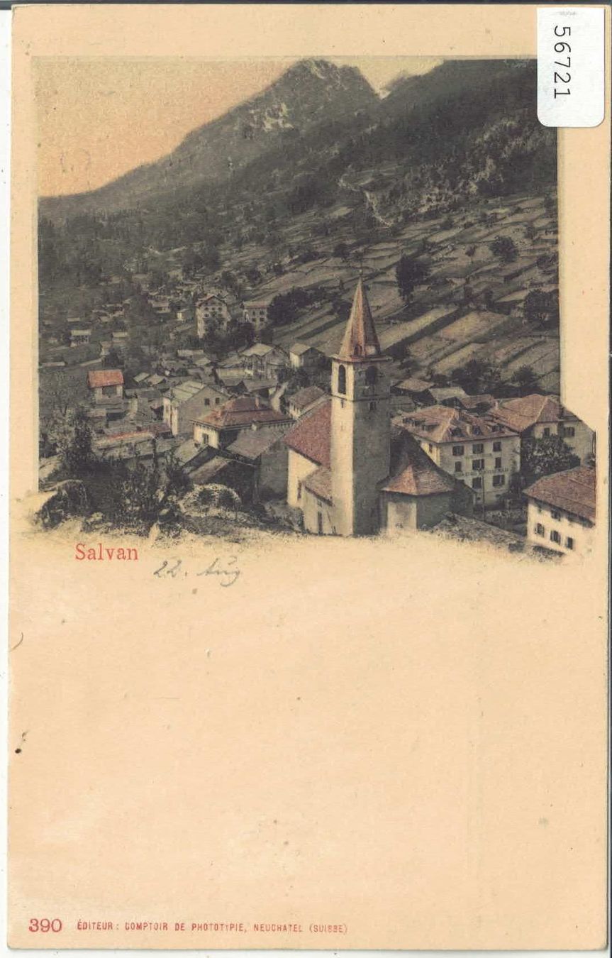 Cartoline postali: Salvan - Vue generale - coloriert – Usato da Ettingen venduto da Kartenplanet