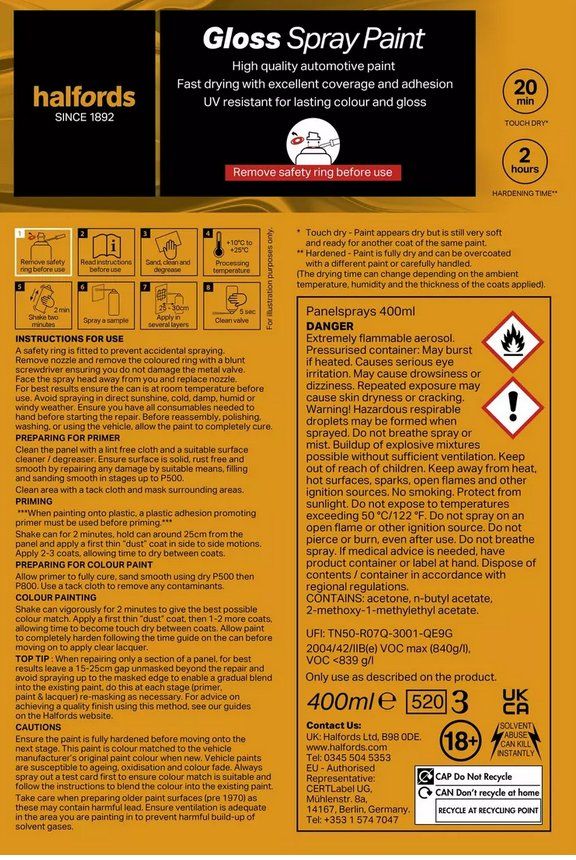 Colori: Halfordsspraydose Beige Glanz, 400ml, Neu, 3 Stk – Nuovo (secondo la descrizione) da Zürich venduto da alplita 2