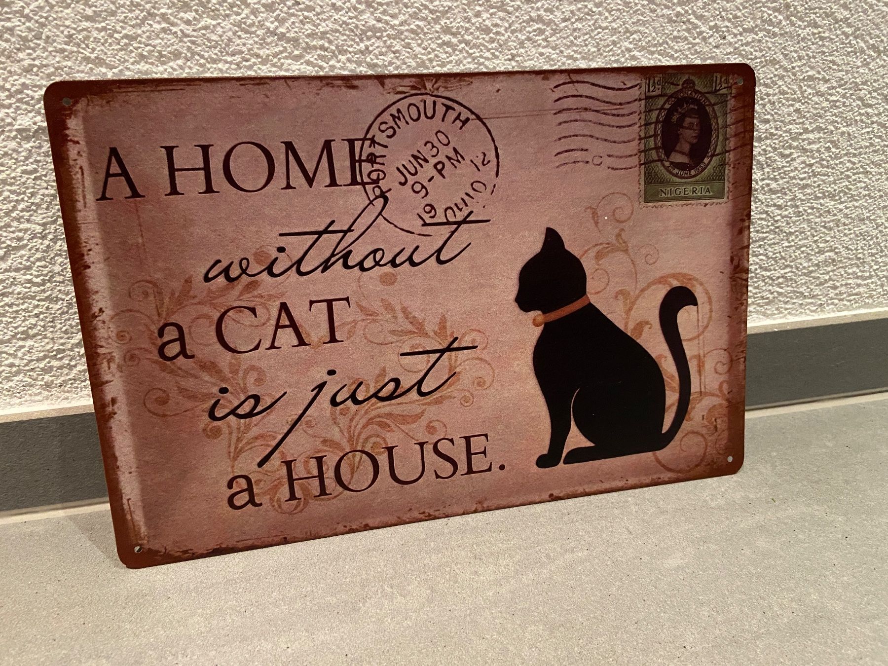 Schilder: A HOME  a CAT Vintage Blechschild Neu – Neu und originalverpackt aus Seon von Aaargauer01 9