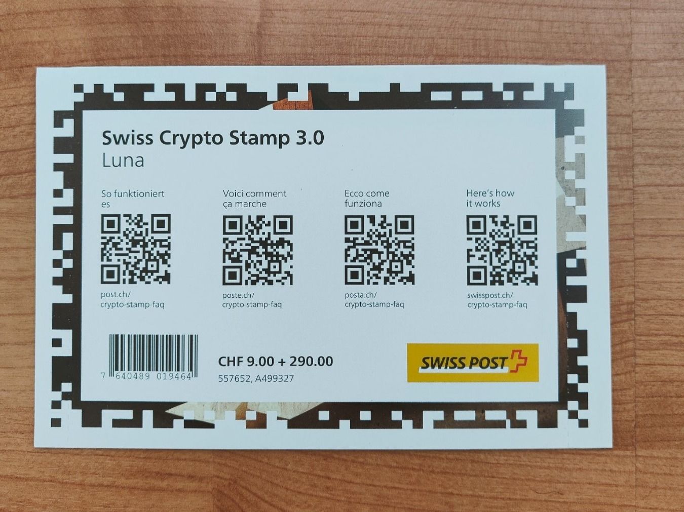 Tutti i francobolli: Swiss Crypto Stamps 3.0 Luna ID.10 – Nuovo e nell'imballaggio originale da Bilten venduto da Stefan6363 1