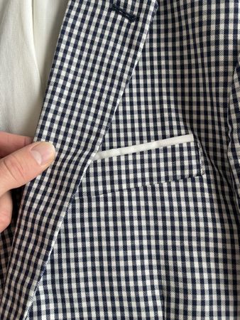 ZARA Man Sommer Sakko Gr. 50 blau/weiss kariert