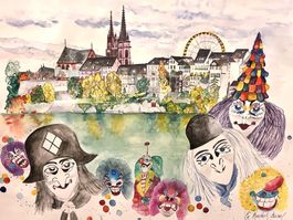 Basel Aquarell, Unikat, Fasnacht