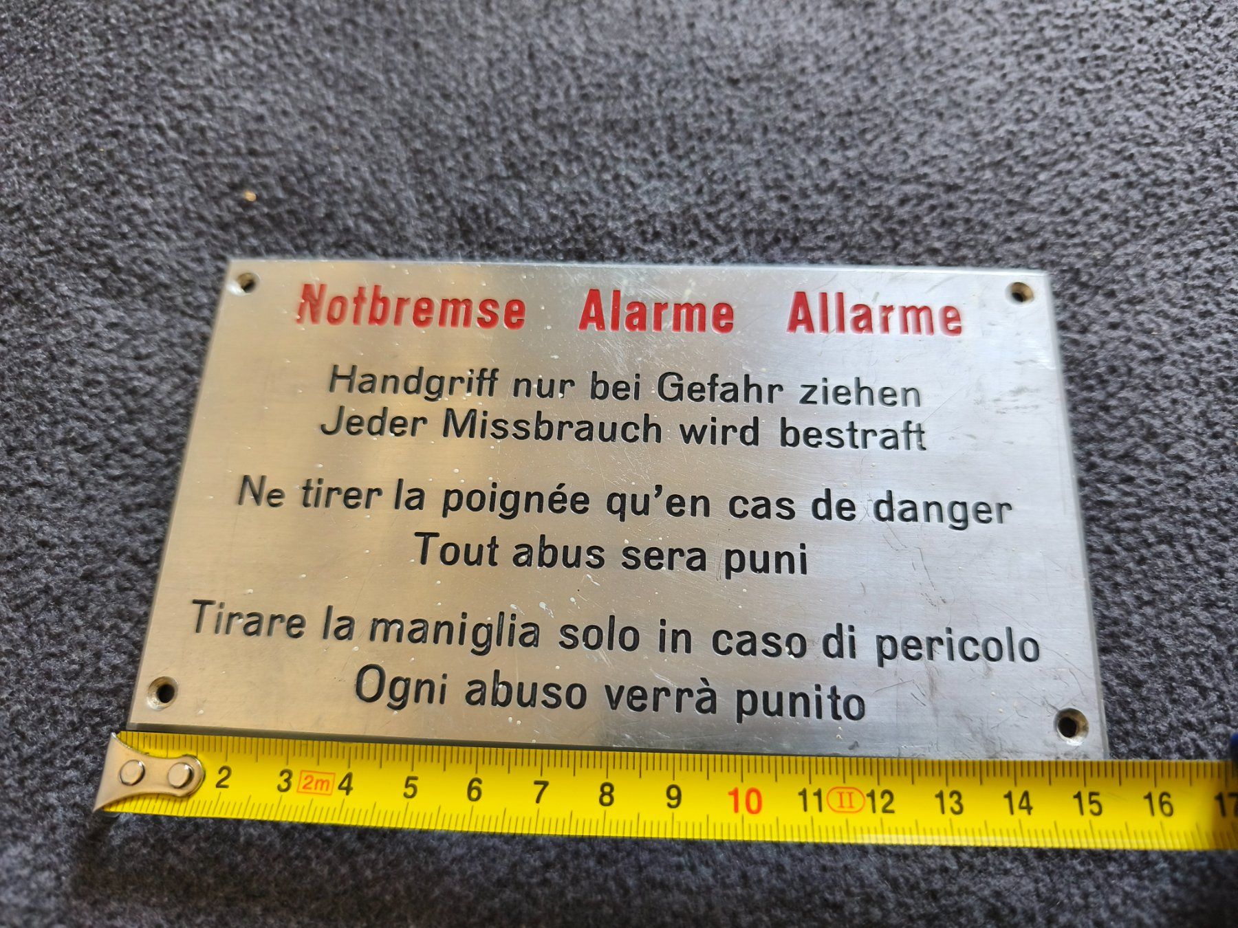 SBB/CFF/FFS Insegne: Ancienne plaque CFF 'Alarme' en métal – Usato da Genève venduto da lnicoGE