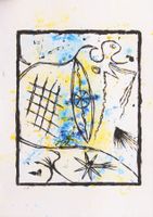 Linoldruck: Signs VI blau