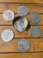 6er Set Untersetzer Zinn Früchte Motiv Sommer Deko Rarität