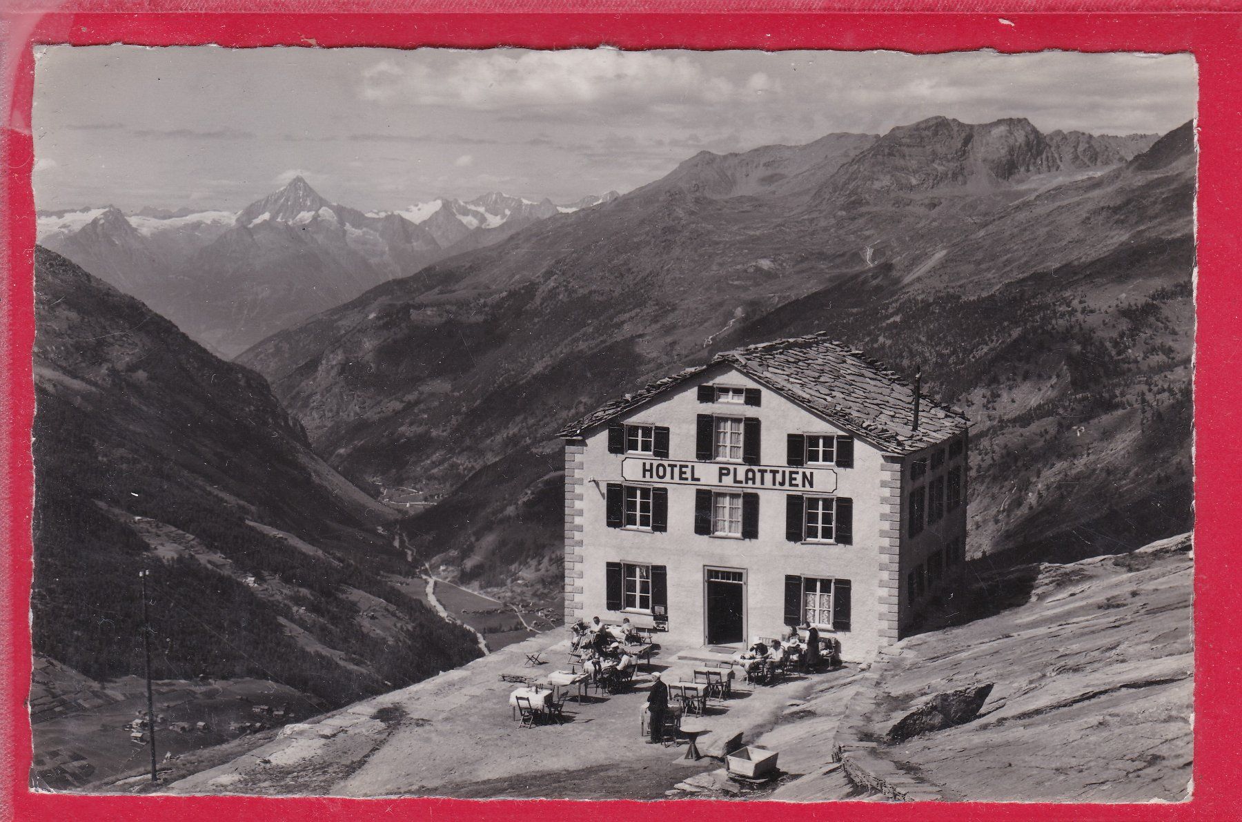 Cartoline postali: SAAS FEE, HOTEL PLATTJEN, 1947 – Usato da Oberrieden venduto da Gebirgsstelze