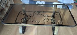 Glas Couchtisch, Vintage Stil, Metallgestell, Wohnzimmer