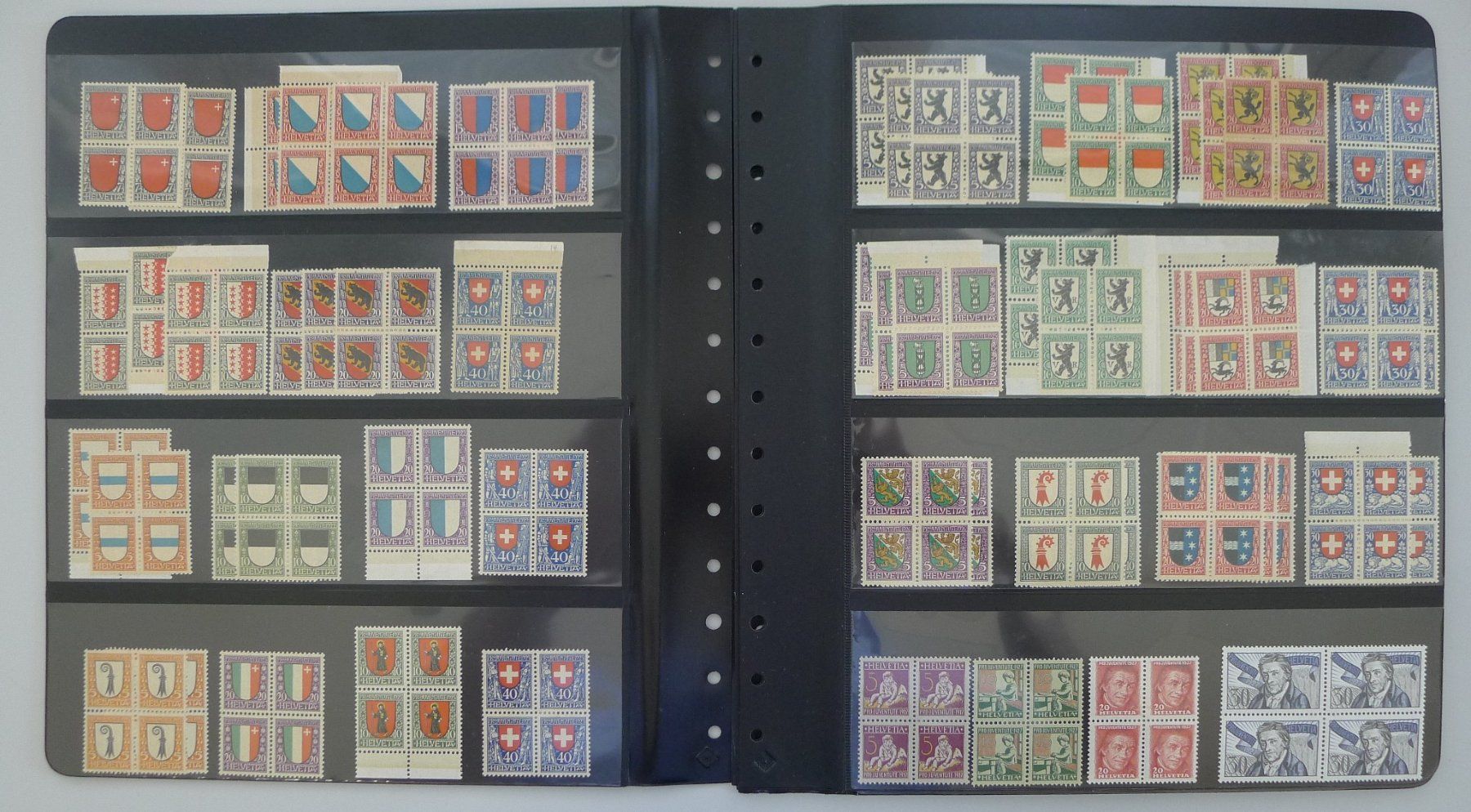 Alle Briefmarken: 1913-1963, PJ-Viererblock-Sammlung postfrisch **, K: 5000.- – Gebraucht aus Sursee von Luzernerraute 3
