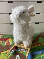 Teddykompaniet Schaukel-Lama Plüschtier aus Holz neuwertig