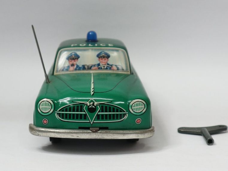 Blechauto Borgward Polizei Blomer & Schüler zum aufziehen 10