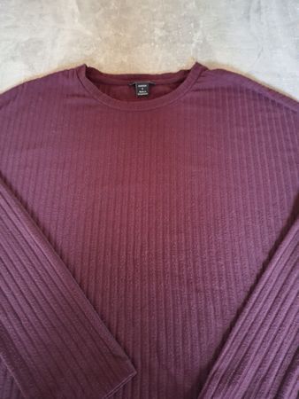 Pull manches longues côtelé prune Amisu taille S