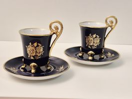 J.K.W Bavaria Espresso Set Echt Kobalt 22K Gold 2 Pers