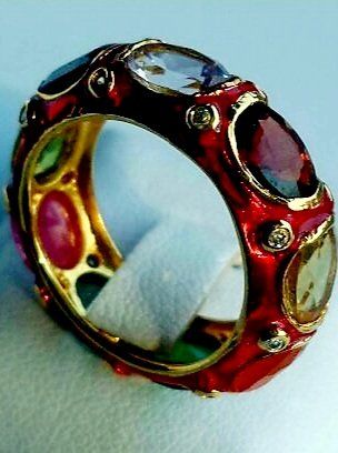 Anelli: Ring rot emailliertes Silber Edelsteine – Nuovo (secondo la descrizione) da Zürich venduto da benedikt12 9