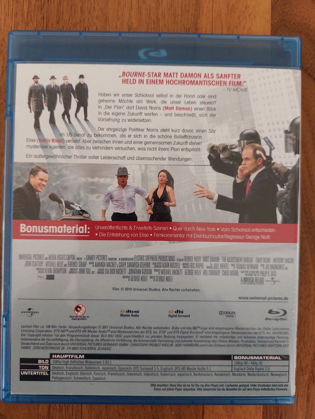 Tutti i DVDs: Blu Ray - Der Plan mit Matt Damon & Emily Blunt – Usato da Rheinfelden venduto da FilmAuktion 3