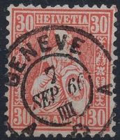 30 Rp. Sitzende Helvetia mit Vollstempel GENÈVE 7 SEP 66