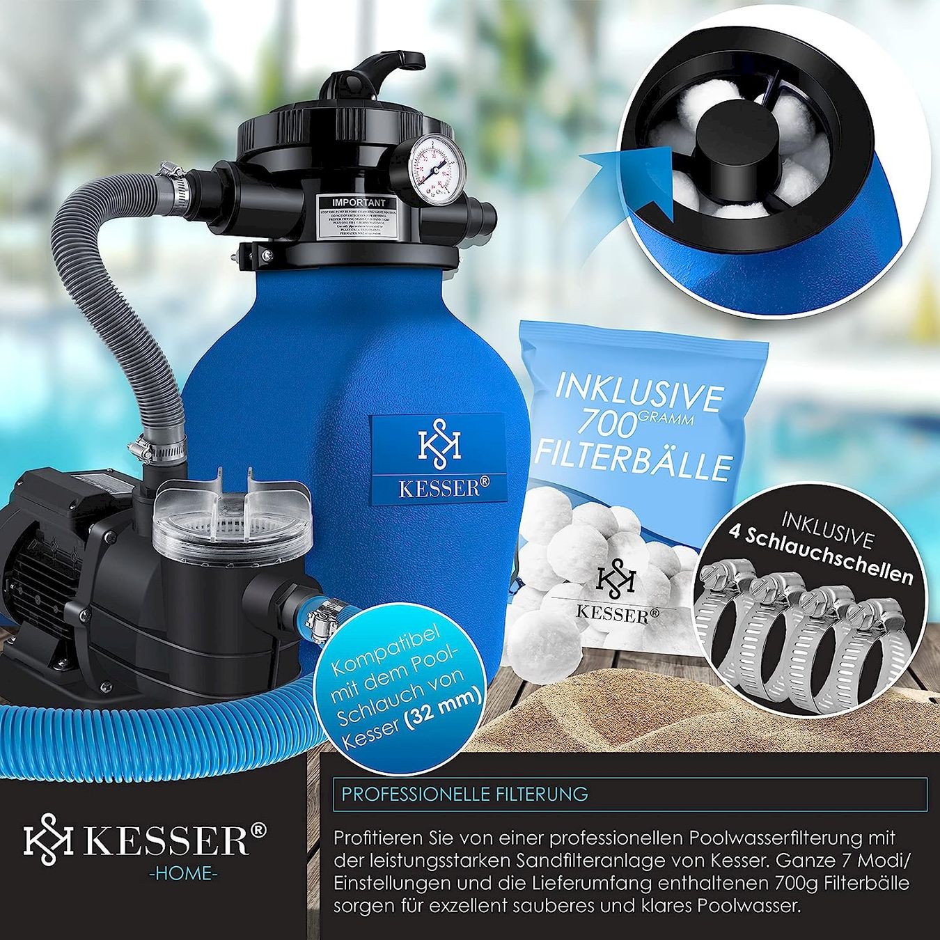 Piscine: Sandfilteranlage 10200 L/h 400W blau – Nuovo e nell'imballaggio originale da Bottighofen venduto da zaap 4