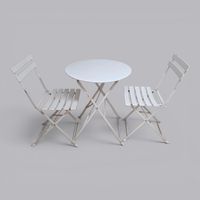 Gartentisch mit 2 Stühlen weiss Metall klappbar gebraucht