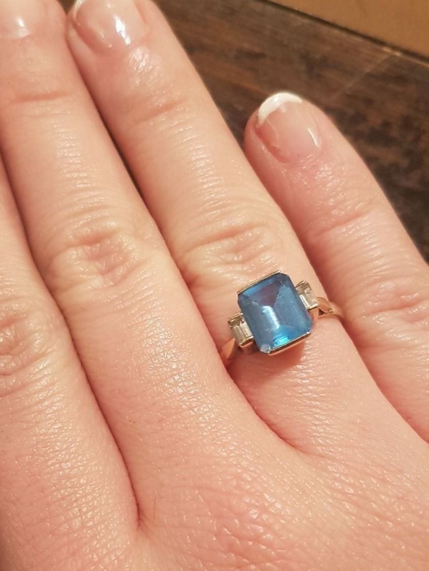 Bagues: Eleganter Ring mit blauem Stein – Neuf (Voir description) à Unterägeri par Altgoldschmuck 1