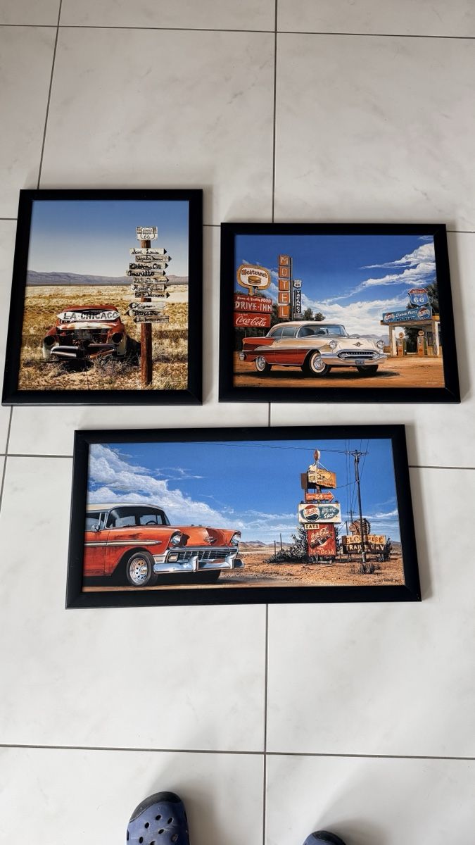 Poster & Bilder: Bilder Set 3stk Oldtimer Bilder Vintage Stil Dekoration – Gebraucht aus Buchrain von Kindlein