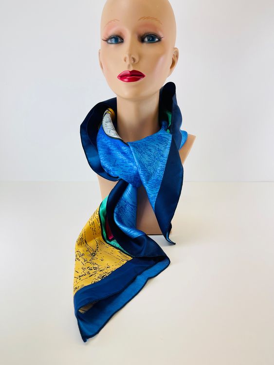 Foulard Authentique Picasso En Polyester - Motif Géométrique Multicolore - Italie - Très Bon état