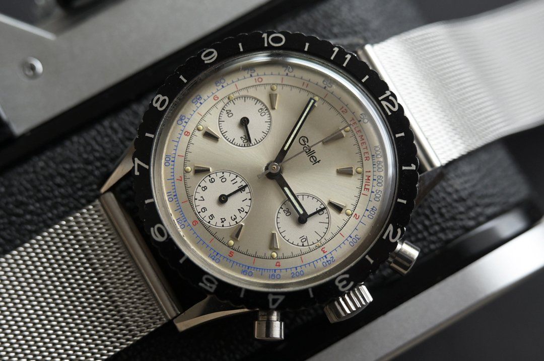 Orologi: Gallet MultiChron Military Pilot Chronograph, valjoux 72 – Usato da Eschert venduto da Watchlegend 2