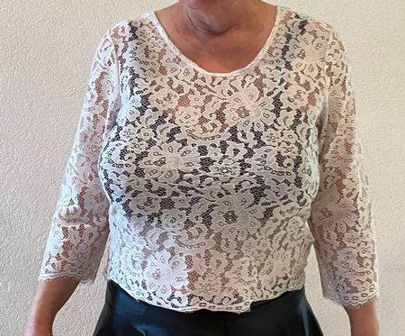 Top weiss von VERA MODA Gr. L Spitze durchsichtig (Nr. 42)