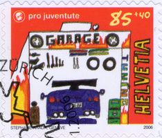 Pro Juventute 85 Rp. Garage im Viererblock FDC mit ABART DD