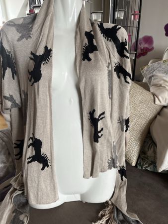 Cardigan à franges Lily Fashion beige noir chevaux TU S/M