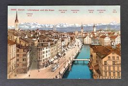 AK Zürich Limmatquai und die Alpen ungelaufen