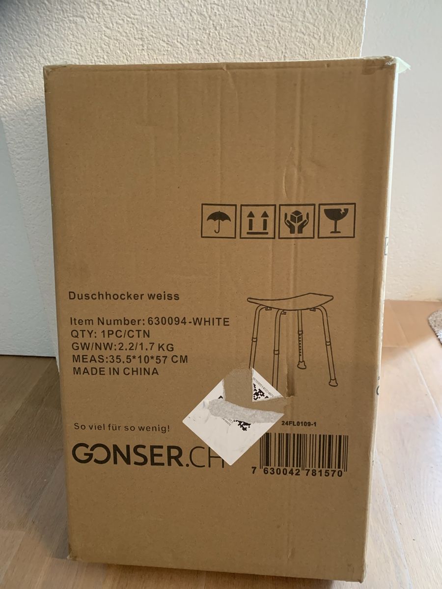 Hocker: Gonser Duschhocker weiss NEU – Neu und originalverpackt aus Recherswil von Sey60