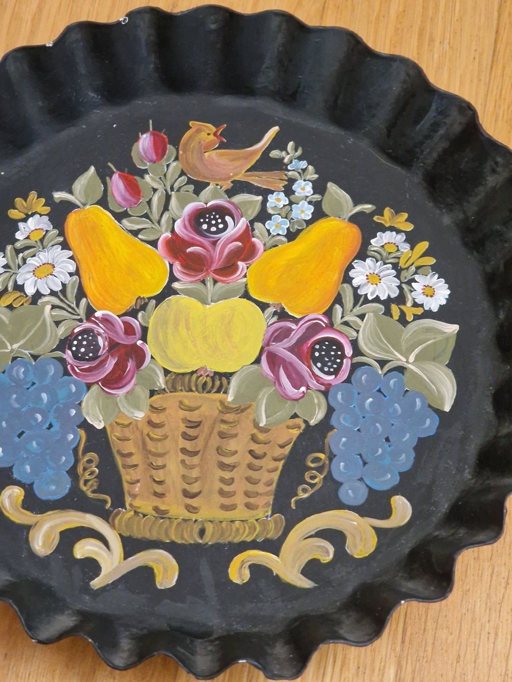 Tutte le decorazioni: Handbemaltes Blechtablett, Früchte-Motiv, Vintage – Usato da Zürich venduto da Allerlei_Shop 4