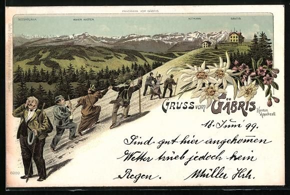 Cartes postales: Litho Gäbris, Bergsteiger erklimmen den – D'occasion à Berlin par bartko-reher
