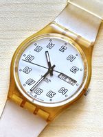 Swatch Uhr Weiss Datum Herren Armbanduhr