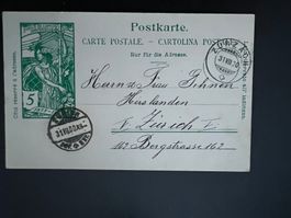 Postkarte UPU 5ct  1900 Zürich  (V839)