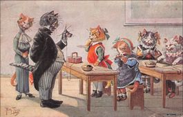 Katzen // 1926 Katzenkarte Schulzimmer Katzen Humor