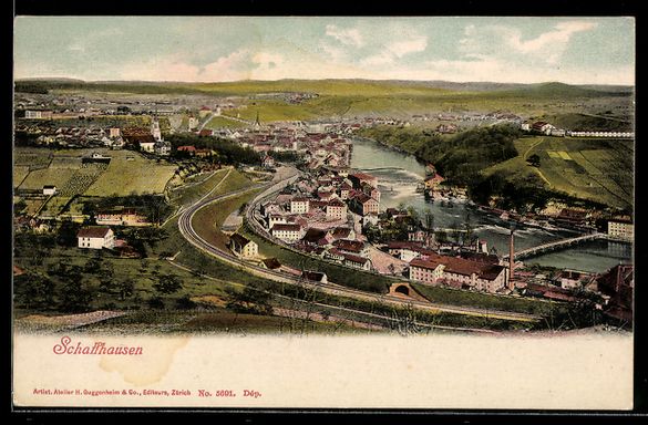 Cartoline postali: Schaffhausen, Gesamtansicht mit Rheinsch – Usato da Berlin venduto da bartko-reher