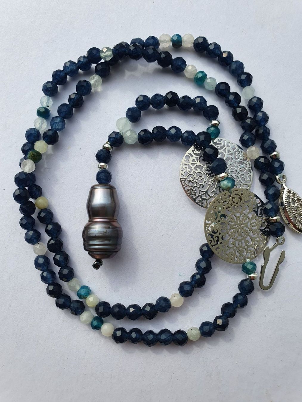 Ketten: Elegant Kette. Saphir, Morganit und Perle – Neu (gemäss Beschreibung) aus Benglen von Meercat3 3