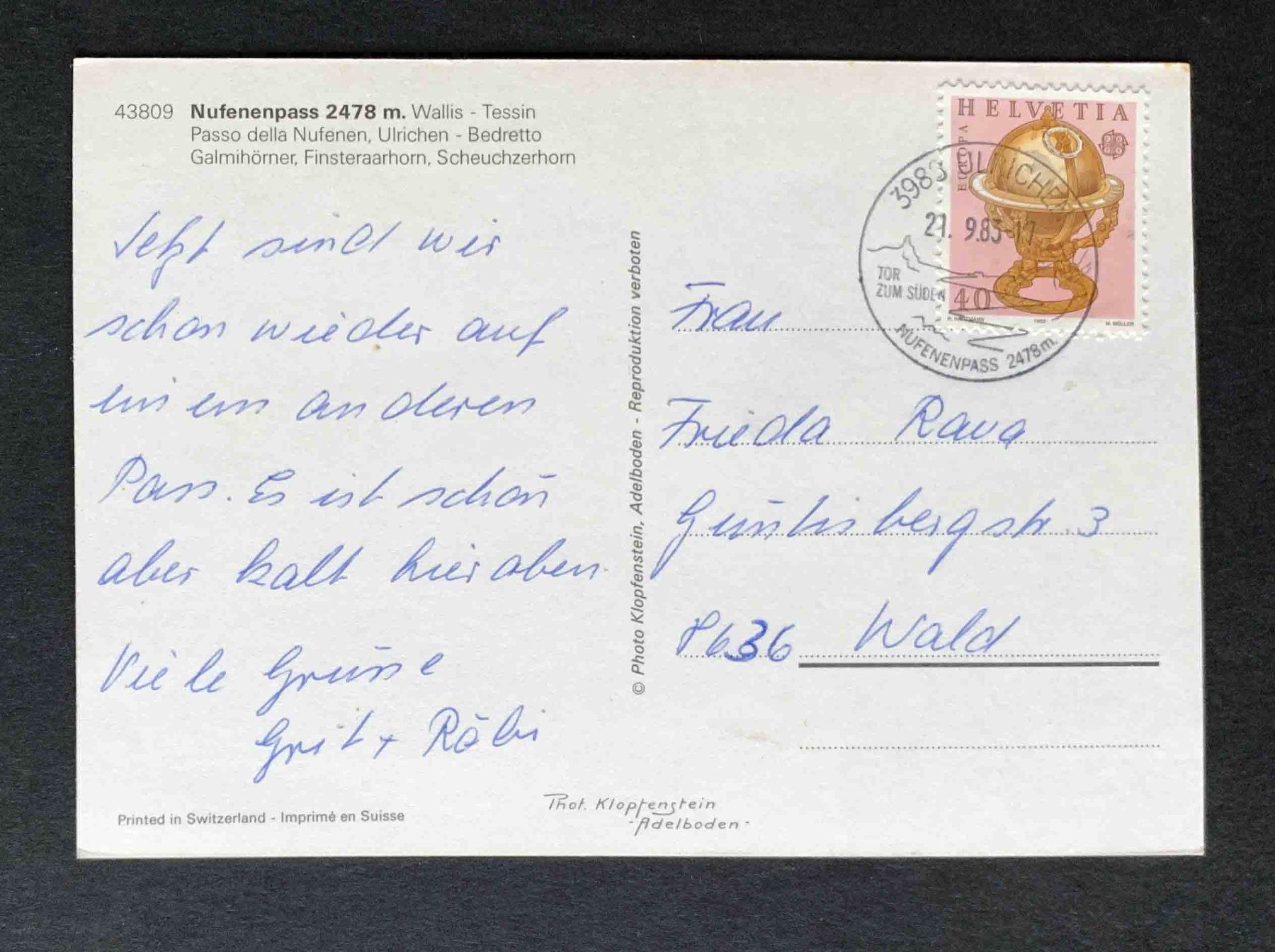 Ansichtskarten: AK Nufenenpass – Gebraucht aus Goldau von artelier1 1