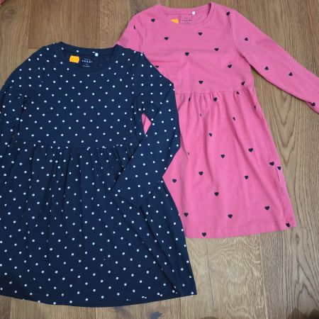 2 Kleider Name It Grösse 122 dunkelblau rosa neu