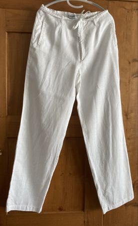 Essentiel Casual, weisse 100% Leinenhose, Grösse 40, Sommer