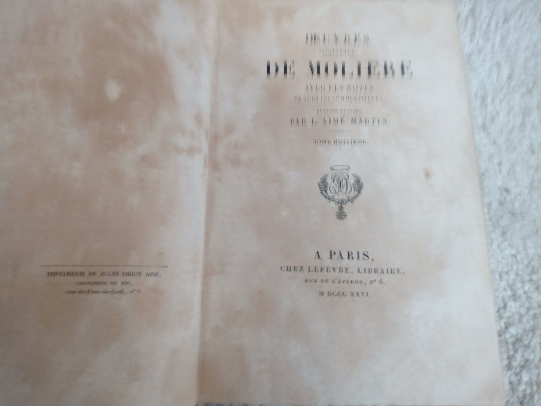 Libri: Oeuvres Complètes De Molière Avec Les Notes 1824-26 – Usato da Prez-vers-Siviriez venduto da Monija70 5