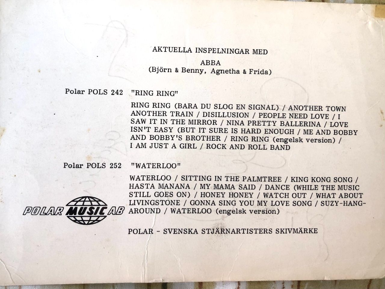 Autografi: ABBA Original Autogramm ESC Eurovision 1974 Waterloo – Usato da Wettingen venduto da ABBA-Retro 1