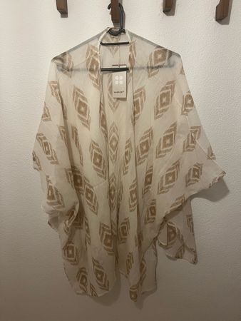 Damen Kimono Manor beige weiss Muster Grösse OS neu